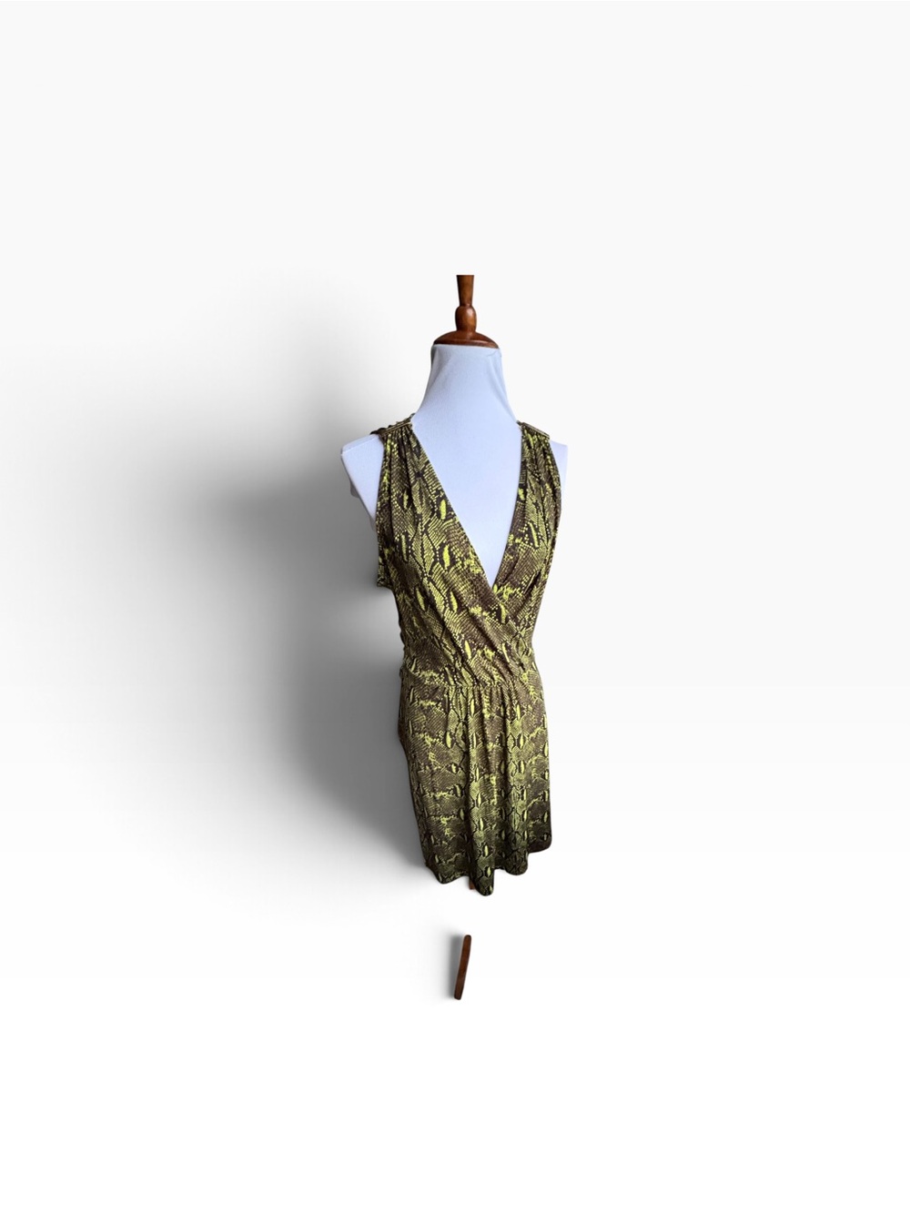 Michael Kors Olive Green Sleeveless Wrap-Style Midi Dress